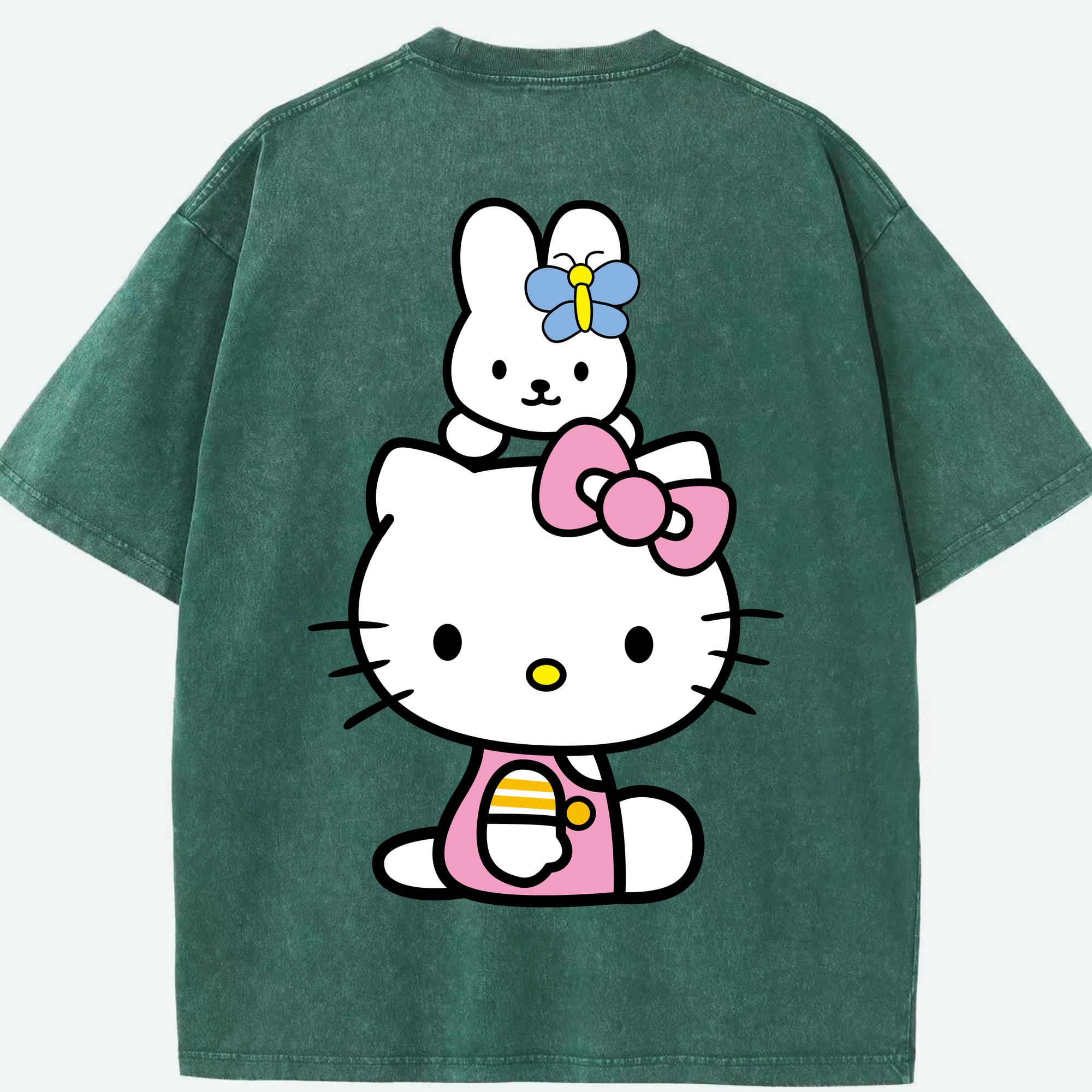（画像用） Hello Kitty ハローキティ 綿100% ヴィンテージ風 半袖Tシャツ（背面プリント）